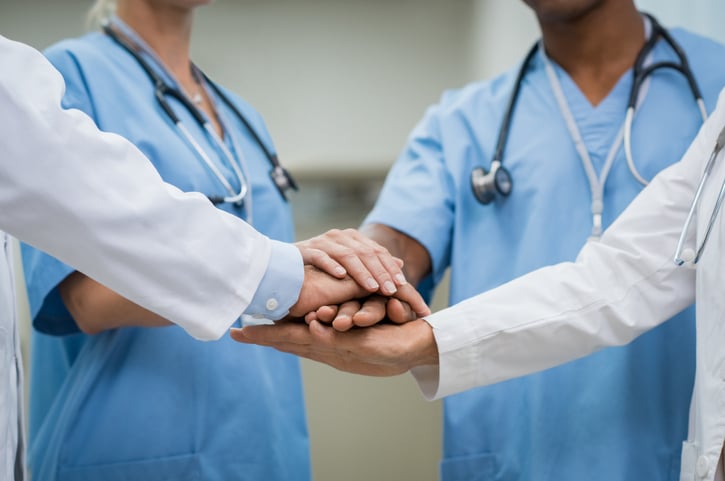 Healthcare professionals working together